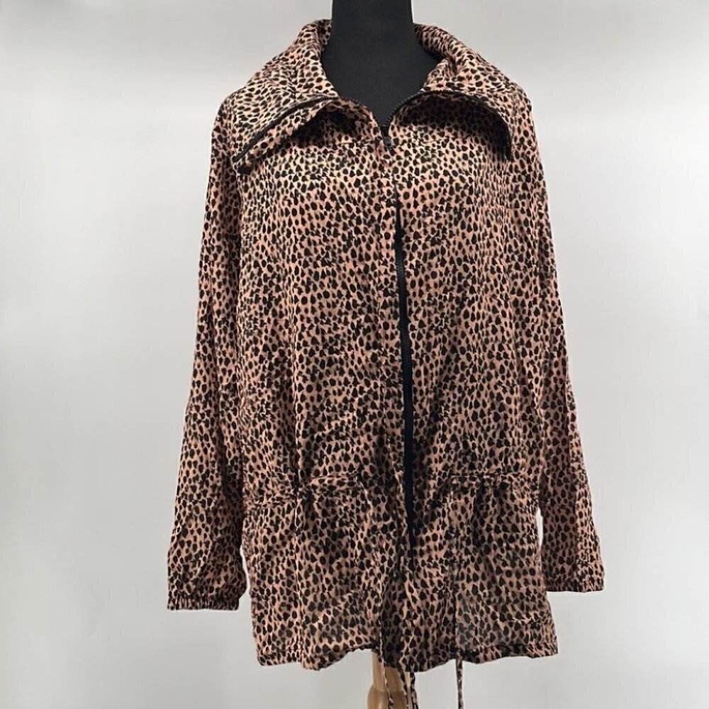 𝅺malai swimwear NWT cheeta zip up jacket cinch waist sz m/l animal print - Picture 6 of 12